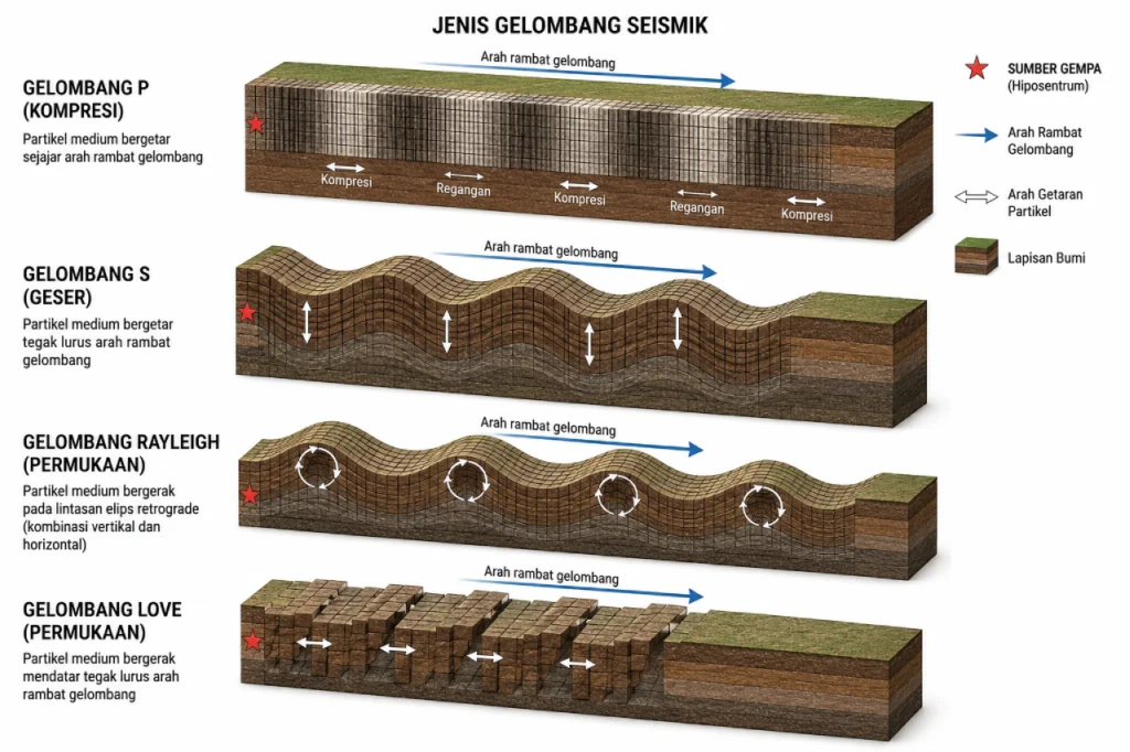 jenis gelombang seismik