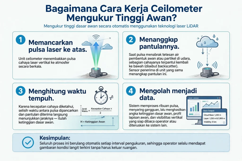 Bagaimana Cara Kerja Ceilometer Mengukur Tinggi Awan