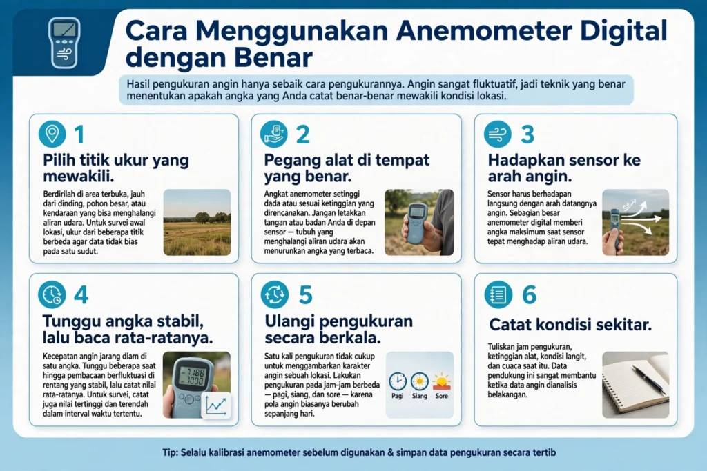 Cara Menggunakan Anemometer Digital dengan Benar