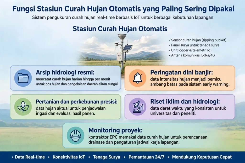 Fungsi stasiun curah hujan otomatis yang paling sering dipakai antara lain