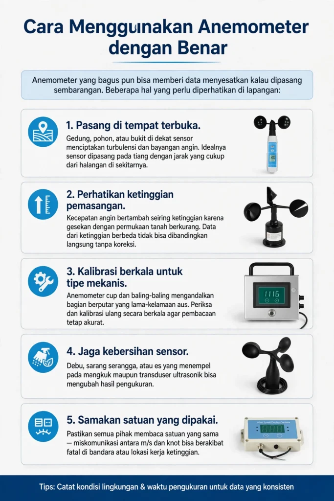 cara menggunakan anemometer
